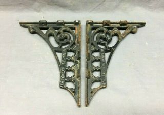 Pair Antique Cast Iron Shelf Brackets Nos 6 " X 8 " Vtg A.  W.  Koch Old 291 - 19j