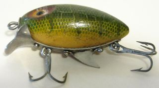 Vintage Green And Yellow C.  A.  Clark Water Scout Wood Fishing Lure Small Size