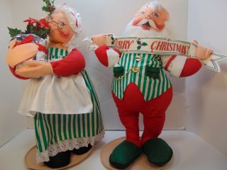 Annalee Santa & Mrs.  Claus Christmas Dolls 18 " Handcrafted Vintage