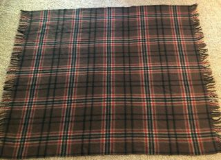 Vtg Ottawa Valley Wool Blanket - Canada - Brown,  Red,  Black,  Tan 66” X 74” Euc