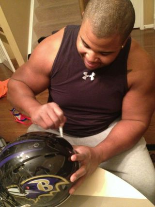 2014 Baltimore Ravens Game Worn Brandon Williams Helmet Missouri Southern 2