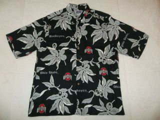 Vintage Ohio State Buckeyes Reyn Spooner Hawaiian Button Up Shirt Mens Xl Vtg
