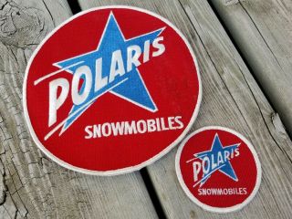 2 Vintage Polaris Round Star Snowmobile Patches / 3 " & 7 "