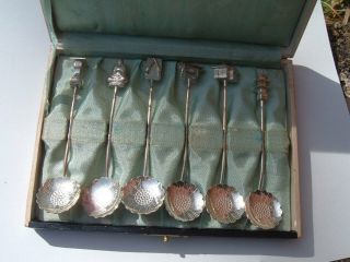 Vintage Set Of 6 Japanese 950 Sterling Silver Spoons.