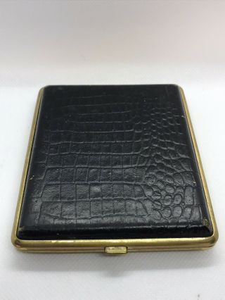 Vintage Black Gold Leather Cigarette Case Made In Germany