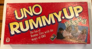 Vintage 1993 Uno Rummy Up Tile Board Game 100 Complete Mattel Collectible