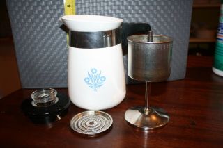 Vintage Corning Ware 4 cup Percolator Stove Top Coffee Pot Blue Cornflower 2