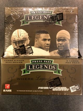 2007 Press Pass Legends Football Hobby Box Factory.  5 Autos Per 18 Pk Box