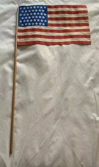 1896 Antique 45 Star American Parade Flag Vintage 8x12” Mckinley Roosevelt Era