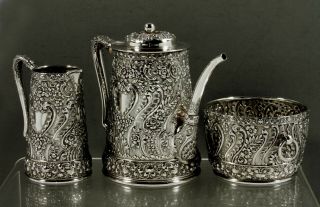 Tiffany Sterling Tea Set 1891 Hand Decorated - No Mono