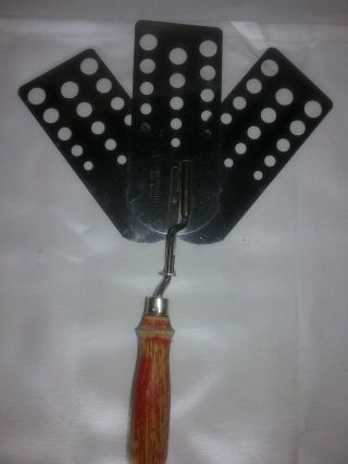 Vintage Rare Adjustable Spatula 2 - 1/2 " To 9” Stainless With Red Wood Handle Usa