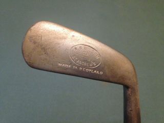 Antique Hickory Wood Shaft Smooth Face Iron R B Wilson St Andrews Scotland 39