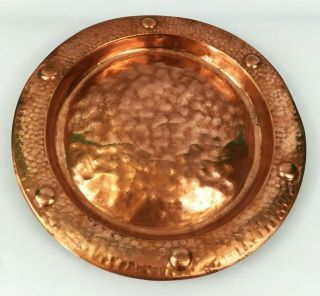 Vintage Copper Charger Handbeaten Arts And Crafts Serving Dish Plate