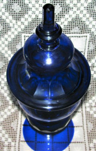 Large Vintage Cut Glass Cobalt Blue Pharmacy Store Apothecary Jar Scarce 3