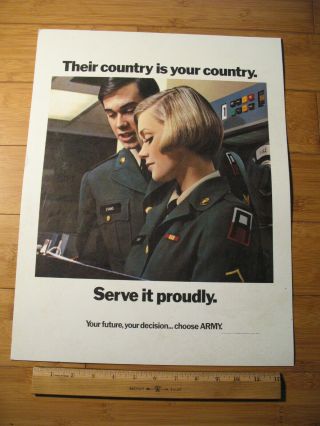 Vintage Choose Army Recruitment Poster Vietnam 1968 Man Woman Serve Proudly Usa