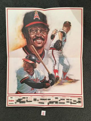 1983 California Angels Baseball Schedule Poster.  Jackson,  Carew,  John