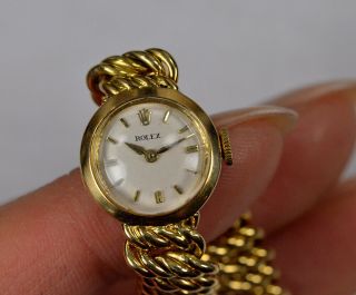 VINTAGE 1940 ' S 18K YELLOW GOLD WOMEN ' S ROLEX COCKTAIL WRISTWATCH W/ ROPE BAND 2