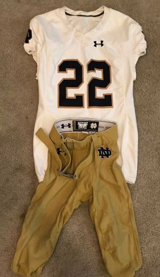 2015 Game Notre Dame Football Under Armour Away Jersey 22 & Game Pants 22