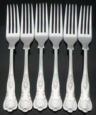 Kings Pattern - Set Of 6 Silver Plated Side / Dessert Forks - Vintage Sheffield