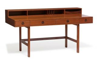 Mid - Century Modern Peter Lovig Nielsen Flip Top Teak Wood Desk