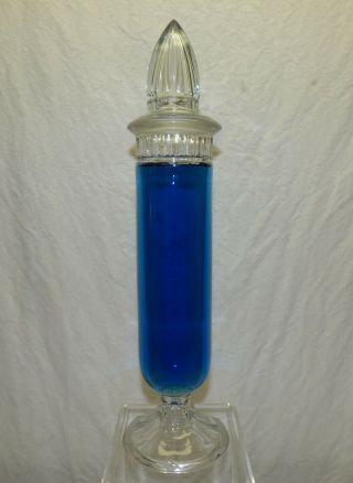 Vtg 17 " Clear Glass Apothecary Jar Cylinder W/ Lid Display Show Globe Pharmacy