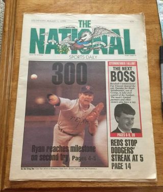 Nolan Ryan Wins 300 " The National Sports Daily " Newspaper,  Aug.  1,  1990