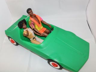 Vintage 1969 Mattel Barbie Talking Brad & Christie African American Dolls W/car