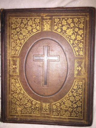 Antique 1872 Catholic Bible,  Old & Testament 147 Years Old,  Leather Binding