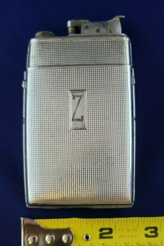 Vintage Evans Cigarette Case W Built In Lighter Combo Monogram Z Textured Case