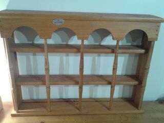 Vintage Tea Cup Saucer Wood Hanging Display Shelf 3 Tier 12 cup Curio wall rack 2