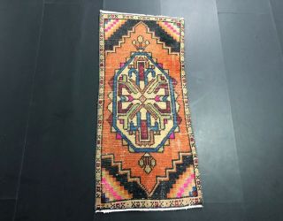Turkish Handmade Rug,  Vintage Bohemian Small Rug,  Entry Mat Rug,  Oushak Rug,  337