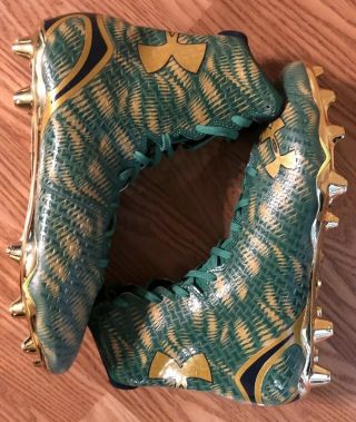 Notre Dame 2015 Shamrock Series Boston Team Issued Under Armour Cleats/Socks 12 2