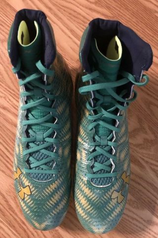 Notre Dame 2015 Shamrock Series Boston Team Issued Under Armour Cleats/Socks 12 3