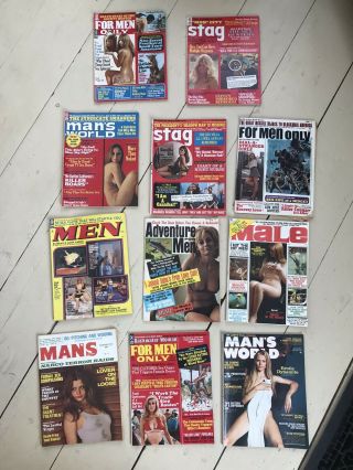 11 Vintage Mans World Stag Male For Men Only Pulp 1970s Magazines Sexy Ladies