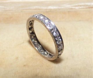 ANTIQUE ART DECO PLATINUM & DIAMOND WEDDING RING ETERNITY RING 1920 DIAMOND RING 2
