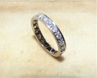 ANTIQUE ART DECO PLATINUM & DIAMOND WEDDING RING ETERNITY RING 1920 DIAMOND RING 3