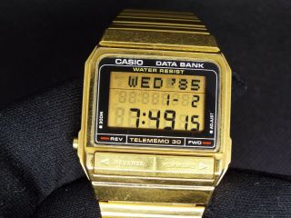 Casio Vintage Digital Watch Db - 310 871 Data Bank Gold Telememo 30 Old School