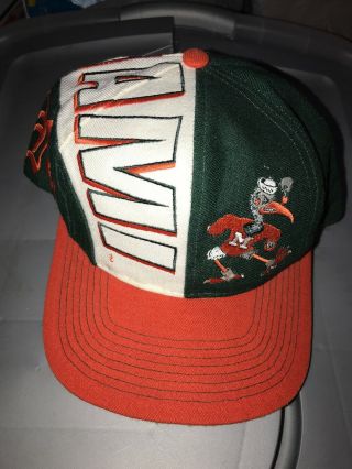 Vtg Miami Hurricanes Canes Top Of The World Old English Split Big Logo Hat 90s