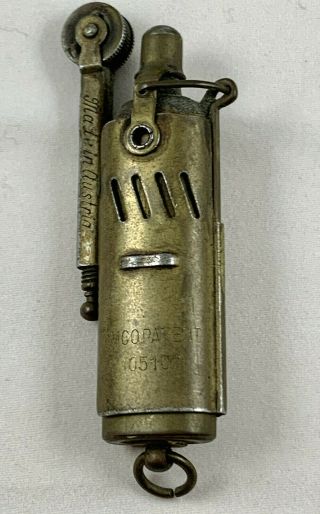 Vintage Very Rare Imco Brass Service Trench Lighter Made Austria Pat 105107