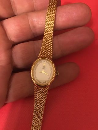 Vintage Titan 18k Gold Plated Women Watch With Orginal Box (part Or Rapair)