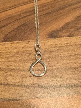 Vintage Sterling Silver Infinity Pendant And Necklace