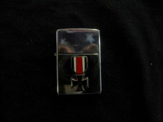 1996 Zippo High Polish With Authenic German Iron Cross Medal Applied