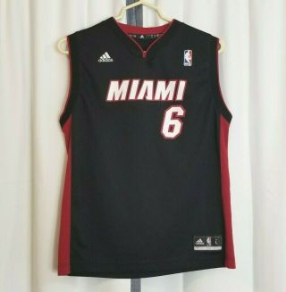 Adidas Miami Heat Lebron James 6 Youth Large L Black Nba Jersey