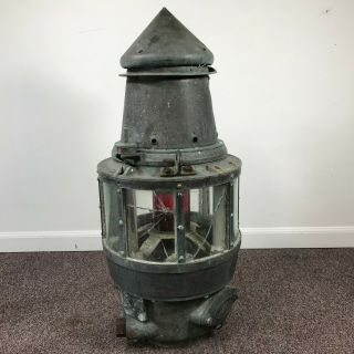 Large Gas Accumulator Co Vintage Nautical Brass Lantern Beacon Light 2