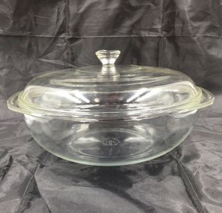 Pyrex Clear Glass Round Casserole Dish Bowl Knob Lid 026 3 Qt 3 L Vintage Large