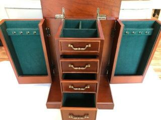 The Bombay Company 11 " Wooden Jewelry Box Armoire Cherry Finish Vintage 1997