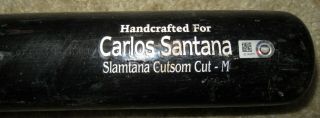 Philadelphia Phillies Cleveland Indians Carlos Santana Game Cracked Bat 2