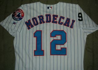 Montreal Expos Mike Mordecai Game Worn Jersey Richard Patch Braves Marlins