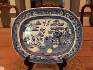 Antique Blue And White Staffordshire Platter Early 1800s.