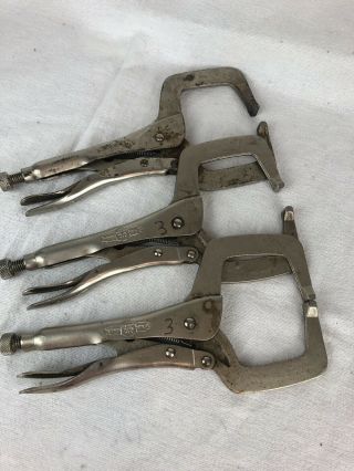 3 Vintage Petersen Vise - Grip 11r Locking Pliers Welding Clamps Made In Usa